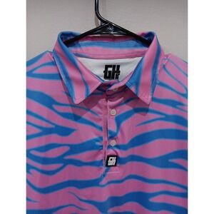 Greater Half Polo Shirt Mens Medium Purple Blue  Zebra Golf Performance (1648)‎